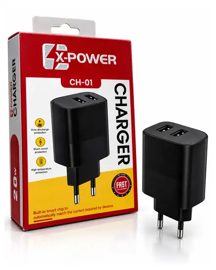 شاحن منفذين أسود X-Power CH-01