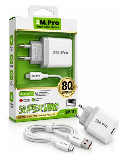 شاحن Super Fast 80W مع كابل Micro 2.M Pro 2M-111