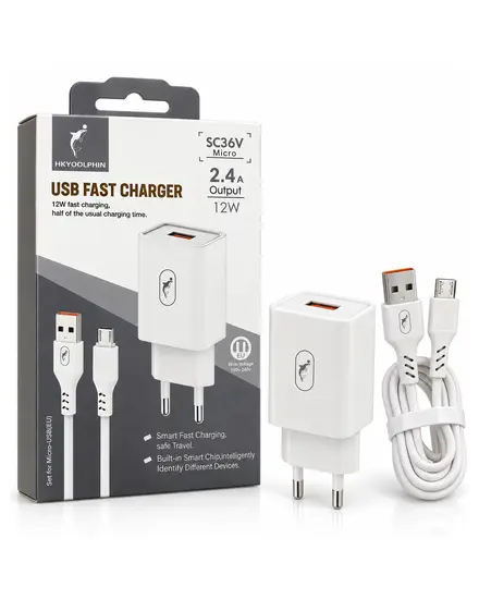 USB Fast Charger 2.4A 12W Micro Skyoolphin SC36V
