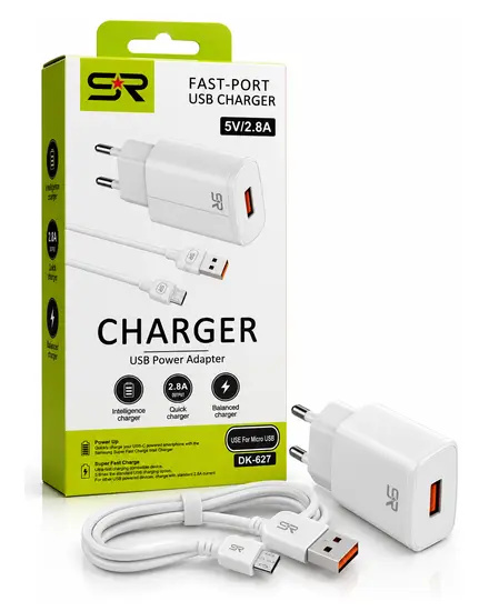 Fast-Port USB Charger 5V/2.8A لكابل Micro SR DK-627