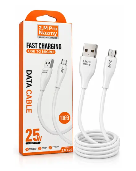 كابل Fast Charging USB إلى Micro 25W بطول 1 متر 2.M Pro Nazmy 2.M.L22