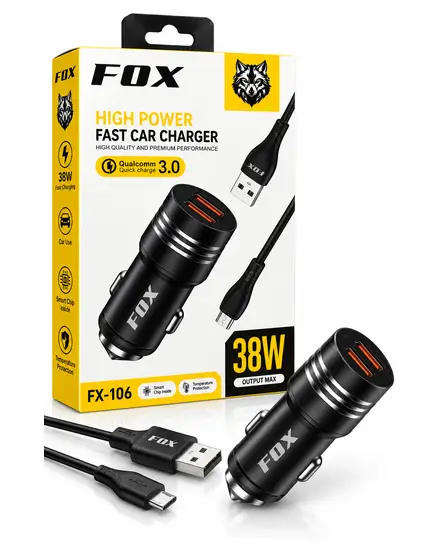 شاحن سيارة 38W QC3.0 مع كابل Micro FOX FX-106